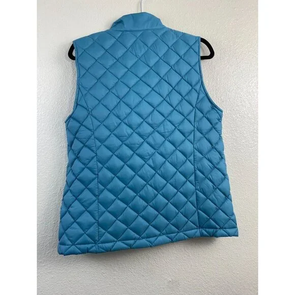 J. Jill Down Filled Quilted Vest Womens Blue Medium Warm Lightweight Fall Winter - Picture 2 of 12